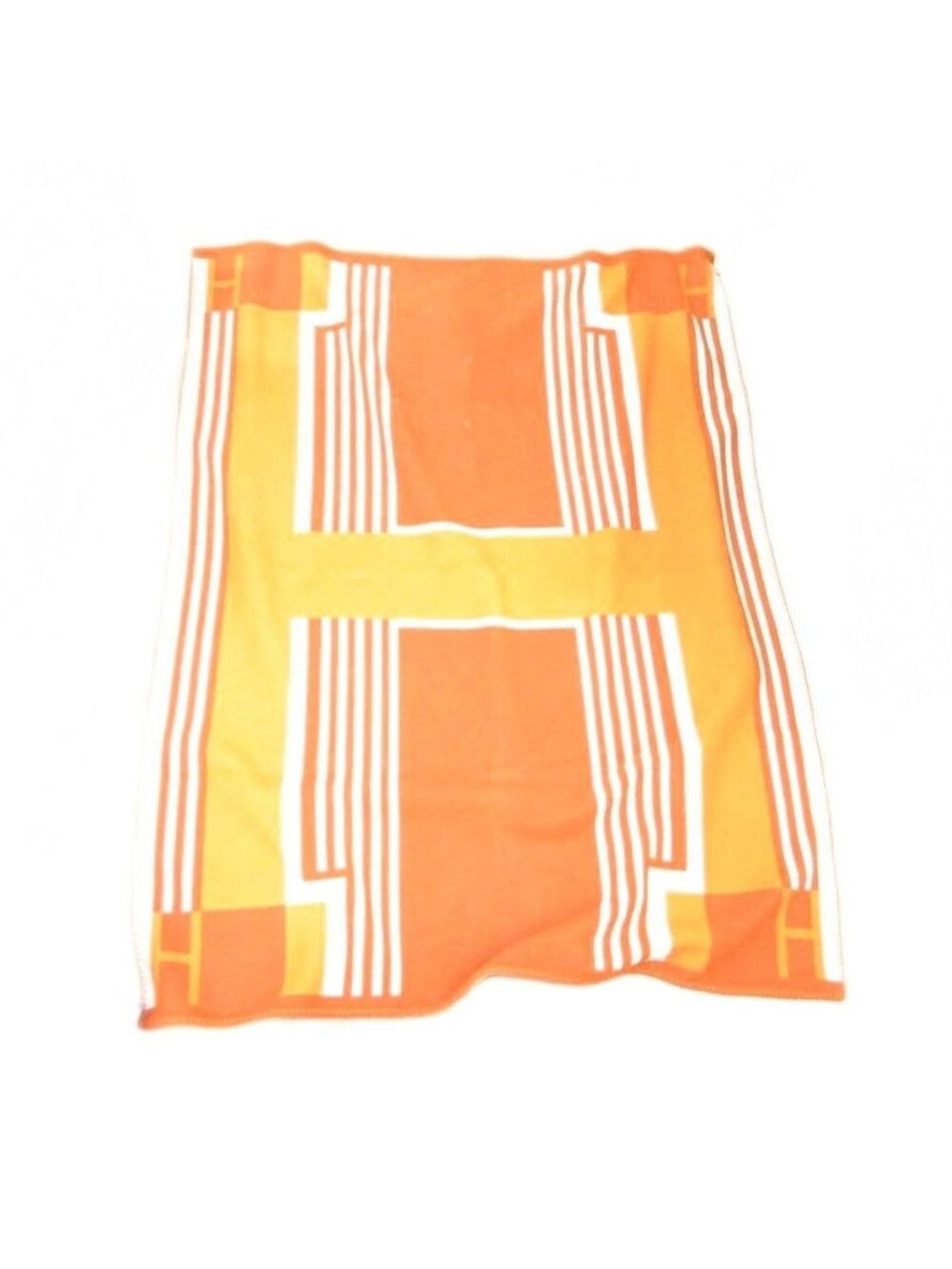 Hermes Ithaque Thick Wool Cashmere Blend Orange Blanket
